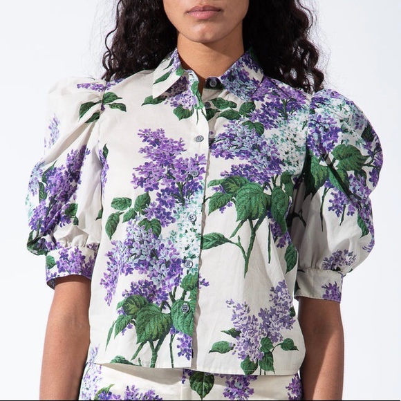 Vintage floral linen Brian Bailey button front top Size 12 - Picture 16 of 16